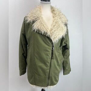 Topshop Women's Faux Fur Khaki Chic Green Parka Coat